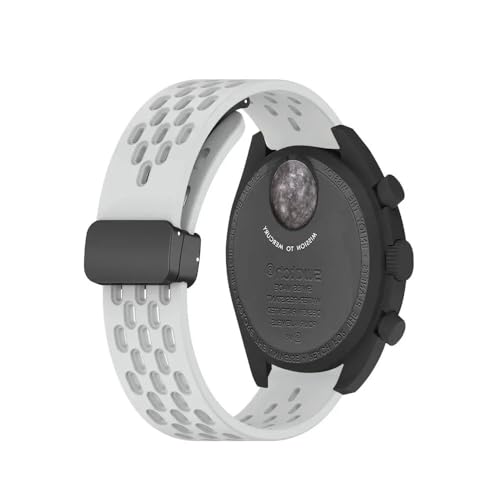 Für Omega X Swatch Joint MoonSwatch Band Magnetarmband für NOKIA Withings HR 40 mm Sport Silikonarmband 20 mm Zubehör, Hellgrau, Für Steel HR 40 mm von HIEHGN