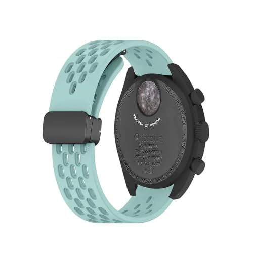 Für Omega X Swatch Joint MoonSwatch Band Magnetarmband für NOKIA Withings HR 40 mm Sport Silikonarmband 20 mm Zubehör, Hellgrün, 20 mm von HIEHGN
