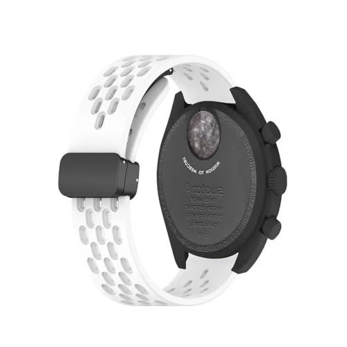 Für Omega X Swatch Joint MoonSwatch Band Magnetarmband für NOKIA Withings HR 40 mm Sport Silikonarmband 20 mm Zubehör, Weiß, für Steel HR 40 mm von HIEHGN