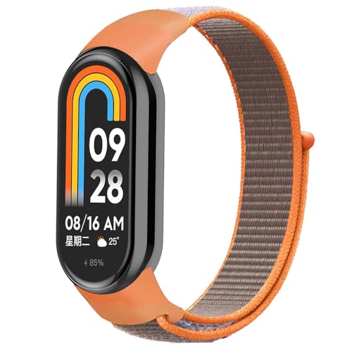 HIEHGN Armband für Mi Band 10 9 8 5 4 3 Armband Nylon Sportuhr Handgelenk Gürtel für Mi Band 8 Armband für Xiaomi Mi Band 7 8, orange, für Mi Band 7 von HIEHGN