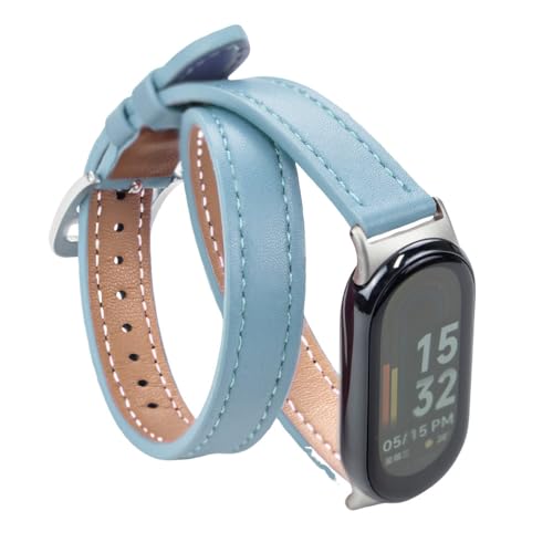 HIEHGN Für Mi Band 8 Armband, Lederarmband, für Xiaomi Mi Band 9, Armband, Uhrenersatz für Miband 8 NFC, Sportarmband, Blau, für Miband 8 9 von HIEHGN