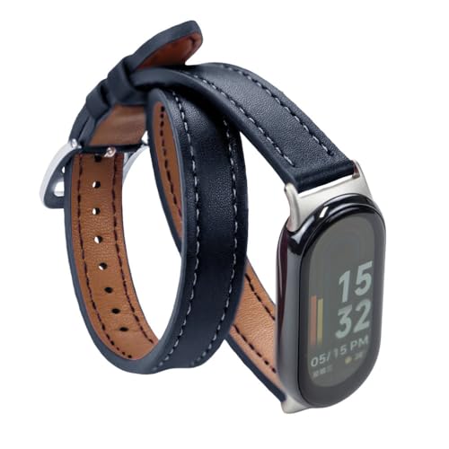 HIEHGN Für Mi Band 8 Armband Lederarmband für Xiaomi Mi Band 9 Armbanduhr Ersatz für Miband 8 NFC Sportarmband, 01, für Miband 8 9 von HIEHGN