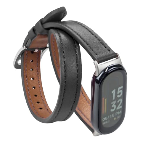 HIEHGN Für Mi Band 8 Armband Lederarmband für Xiaomi Mi Band 9 Armbanduhr Ersatz für Miband 8 NFC Sportarmband, 02, für Miband 8 9 von HIEHGN