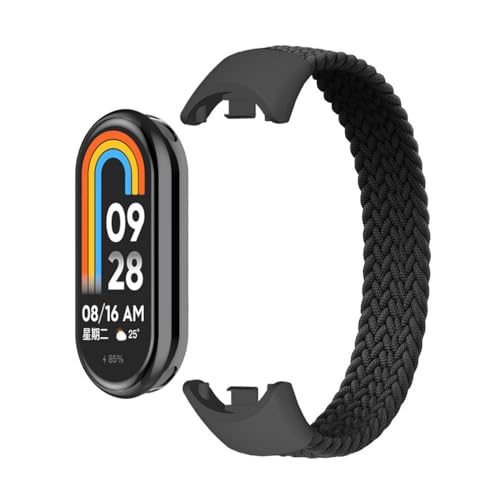 HIEHGN Geflochtene Solo-Schlaufe für Xiaomi Mi Band 8 9, Armbandzubehör, elastische Nylon-Uhrenarmbänder, Ersatz-Correa-Armband für Miband 8 NFC, Schwarz, für Miband 8 9 M von HIEHGN