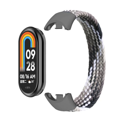 HIEHGN Geflochtene Solo-Schlaufe für Xiaomi Mi Band 8 9, Armbandzubehör, elastische Nylon-Uhrenarmbänder, Ersatz-Correa-Armband für Miband 8 NFC, schillerndes Schwarz, für Miband 8 9 M von HIEHGN