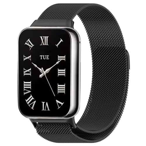 HIEHGN Metall-Milanese-Armband für Xiaomi Mi Band 9 Pro für Mi Band 8 Pro Armband Loop Band Gürtel Correa für Redmi Watch 4 Armbandzubehör, Schwarz, für Mi Band 8 Pro von HIEHGN