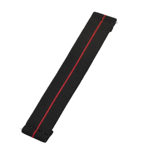 HIEHGN Nylon-Uhrenarmband mit Schnellverschluss, Fallschirmtasche, elastische Bänder, 18 mm, 19 mm, 20 mm, 21 mm, 22 mm, Uhrenarmbänder, Schwarz, Rote Linie, 18 mm S, 130 mm von HIEHGN
