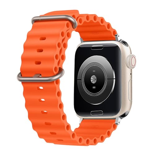 HIEHGN Silikon-Ocean-Armband für Uhrenarmband Series Ultra 9 8 7 6 5 4 10 SE für iWatch-Armband 42 mm 44 mm 45 mm 49 mm 40 mm 41 mm 46 mm Band, Orange, 38/40/41 mm von HIEHGN