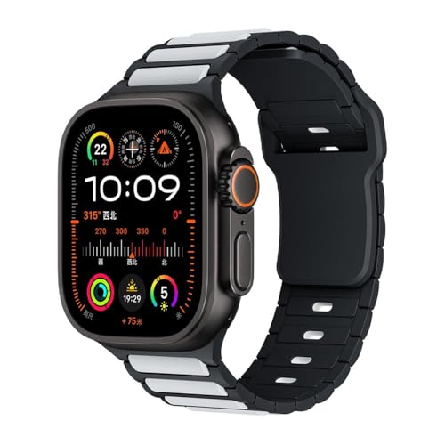 HIEHGN Sportarmband für Watch Ultra 2 10 SE 9 8 7 6 5 4 49 mm 45 mm 46 mm 44 mm 42 mm 41 mm Handgelenksarmband Correa für Uhrenserienarmbänder, Schwarz Weiß, 38 40 41 S10, 42 mm von HIEHGN