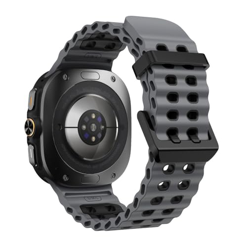 Marine-Silikonarmband für Samsung Watch Ultra, lückenloses Sportarmband, Silikonband für Galaxy 7 Ultra-Uhrenarmbänder, Anthrazitschwarz, für Watch Ultra von HIEHGN