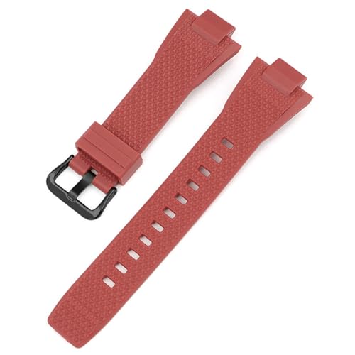Passend für Casio-Uhren Steel Heart für die GST-B400-Serie, modifiziertes Harz-Schnellverschlussarmband, Zubehör für Herren, Dunkelrot, Schwarz, 28 mm Gummiring-Modell von HIEHGN