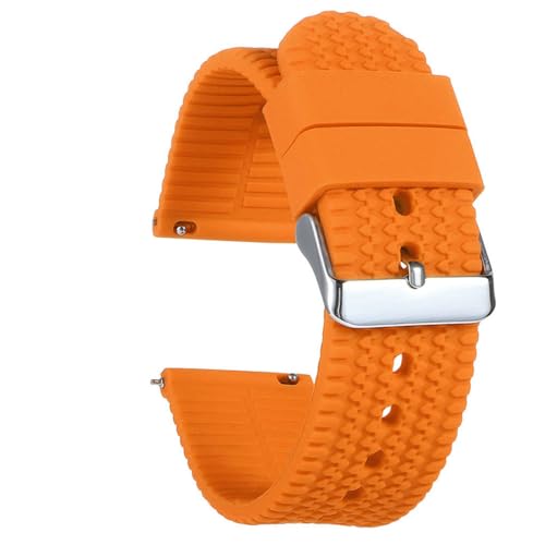 Silikon-Uhrenarmband, 18 mm, 20 mm, 22 mm, 24 mm, weiches Gummiband für Seiko für Rolex-Armband, Schnellverschluss, Sport-Ersatzarmband, orange, 24 mm schwarze Schnalle von HIEHGN