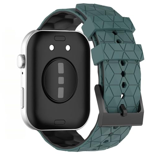 Silikonarmband mit Fußballmuster für Huawei Watch Fit 4/4 Pro, weiches Sportarmband für Huawei Watch Fit 3, Ersatz, Olivgrün/Schwarz, für Huawei Watch Fit 3 von HIEHGN