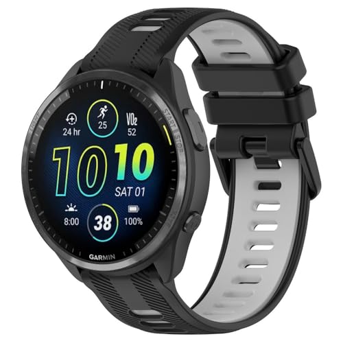 Sportarmband für Garmin Forerunner 965 955 945, für Fenix 7 Pro 6 5 Smart Watch, Ersatz-Silikonarmband für Instinct 2-Armband, Schwarz und Grau, 22 mm von HIEHGN