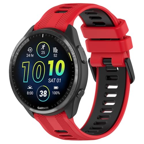 Sportarmband für Garmin Forerunner 965 955 945, für Fenix 7 Pro 6 5 Smartwatch, Ersatz-Silikonarmband für Instinct 2-Armband, Rot und Schwarz, 22 mm Sportarmband für Garmin Forerunner 965 955 945, für Fenix 7 Pro 6 5 Smartwatch, Ersatz-Silikonarmband für Instinct 2-Armband, Rot und Schwarz, 22 mm von HIEHGN