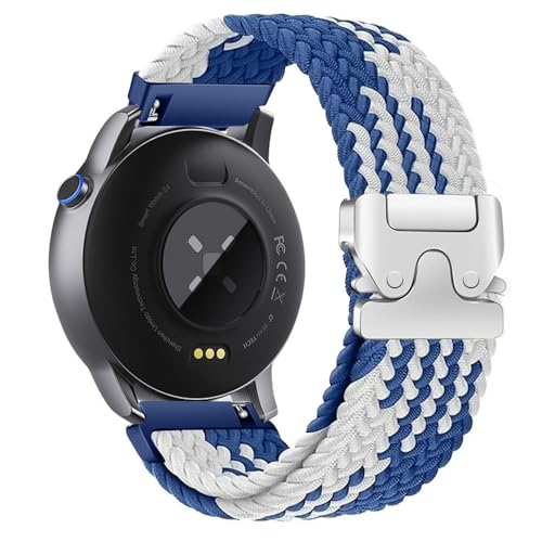 Uhrenarmband aus gewebtem Nylon mit Fallschirmschnalle, 20 mm, 22 mm, für Huawei und Samsung-Serie, Blau und Weiß, 20 mm von HIEHGN