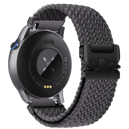 Uhrenarmband aus gewebtem Nylon mit Fallschirmschnalle, 20 mm, 22 mm, für Huawei und Samsung-Serie, grau, 22 mm von HIEHGN