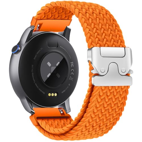 Uhrenarmband aus gewebtem Nylon mit Fallschirmschnalle, 20 mm, 22 mm, für Huawei und Samsung-Serie, orange, 20 mm von HIEHGN