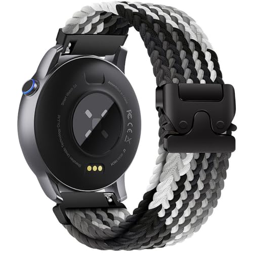 Uhrenarmband aus gewebtem Nylon mit Fallschirmschnalle, 20 mm, 22 mm, für Huawei und Samsung-Serie, schwarz 01, 22 mm von HIEHGN