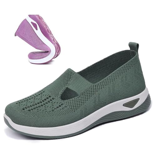 Gewebte orthopädische Damenschuhe, atmungsaktiv, weiche Sohle, freihändige Slip-In-Sneaker, Go-Walking-Slip-On-Schuhe für Frauen, cyan, 36 EU von HIEMIT