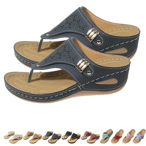 HIEMIT Atmungsaktive Mesh-Sport-Sandalen mit rutschfester Sohle, offener Zehenbereich, Strand, lässig, Wanderschuh, orthopädische Hausschuhe, dunkelblau, 37 EU von HIEMIT