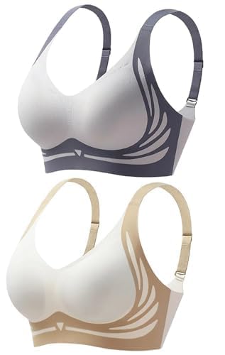 Hotgreenpepper Unsichtbar verstellbar Rückenschöner Nahtloser Stütz-Push-Up-Unterhemd (2-teiliges Set, XXL Größe) von Hotgreenpepper