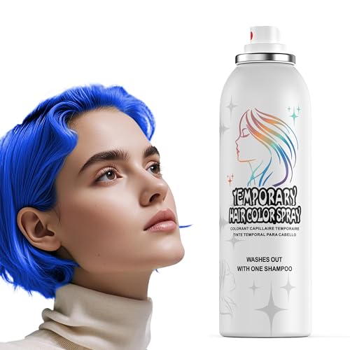 Blaues Temporäres Haarfarbspray - Sanfte Formel, Waschbar & Nicht Klebrig | Sofortige Haarfarbe-Alternative für Erwachsene | Halloween, Kostüm, Party-Make-up, 150ml von HIESGIE