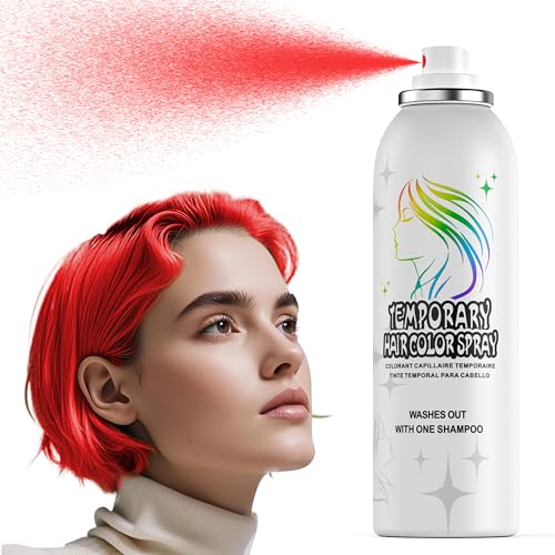 Rotes Temporäres Haarfarbspray - Sanfte Formel, Waschbar & Nicht Klebrig | Sofortige Haarfarbe-Alternative für Erwachsene | Halloween, Kostüm, Party-Make-up, 150ml von HIESGIE