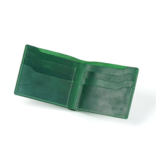 HIFA Vintage-Ledergeldbörse für Herren, weiches rustikales Leder, Retro-Stil, kompakt, praktisch und ideales Geschenk – Herren-Geldbörse mit 8 Kartenfächern, Grün , 4.4 x 3.7 inches, Minimalistisch von HIFA