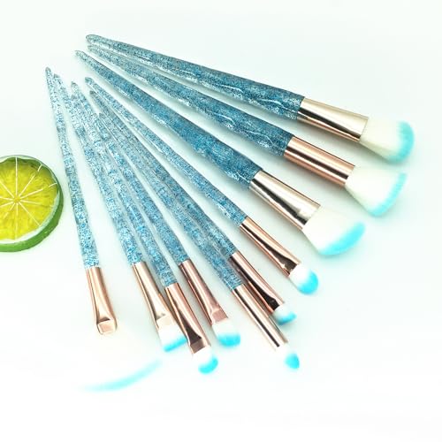 10 stücke Make-Up Pinsel Set Diamant Kristall Griff Blending Foundation Pulver Lidschatten Augenbraue Pinsel Schönheit Make-Up-Tools(01) von HIFFEY