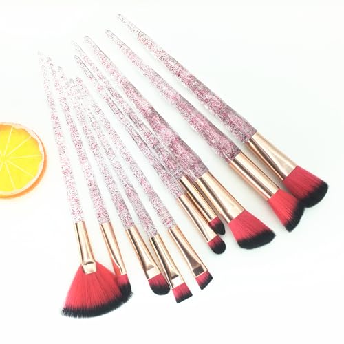 10 stücke Make-Up Pinsel Set Diamant Kristall Griff Blending Foundation Pulver Lidschatten Augenbraue Pinsel Schönheit Make-Up-Tools(02) von HIFFEY