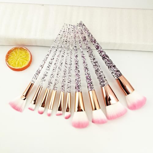 10 stücke Make-Up Pinsel Set Diamant Kristall Griff Blending Foundation Pulver Lidschatten Augenbraue Pinsel Schönheit Make-Up-Tools(04) von HIFFEY