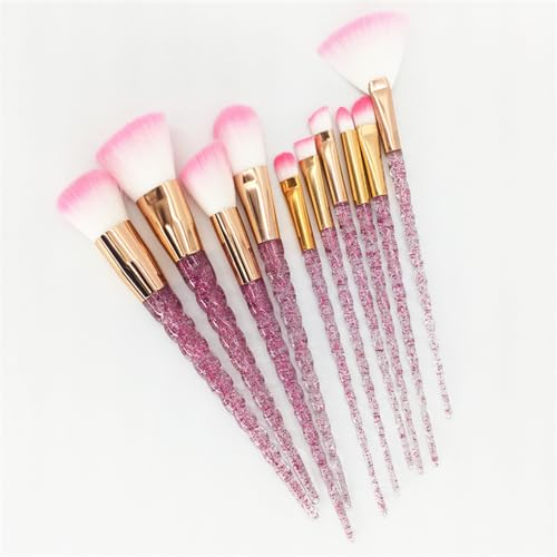 10 stücke Make-Up Pinsel Set Diamant Kristall Griff Blending Foundation Pulver Lidschatten Augenbraue Pinsel Schönheit Make-Up-Tools(08) von HIFFEY
