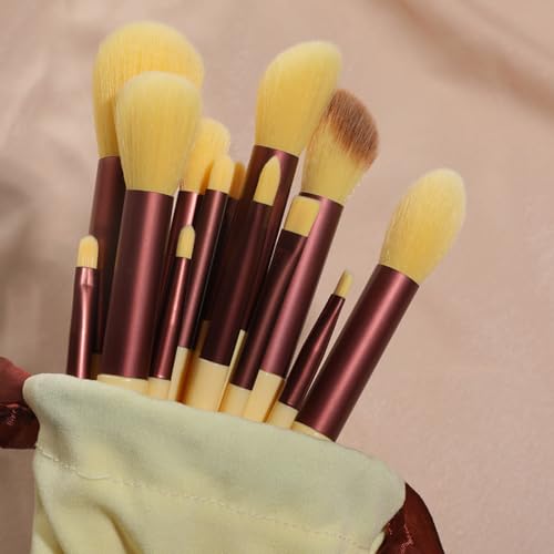 13-teiliges Make-up-Pinsel-Set for Make-up, Concealer-Pinsel, Rouge-Puderpinsel, Lidschatten-Grundierungspinsel, kosmetische Schönheitswerkzeuge (Color : Yellow-velvet bag) von HIFFEY