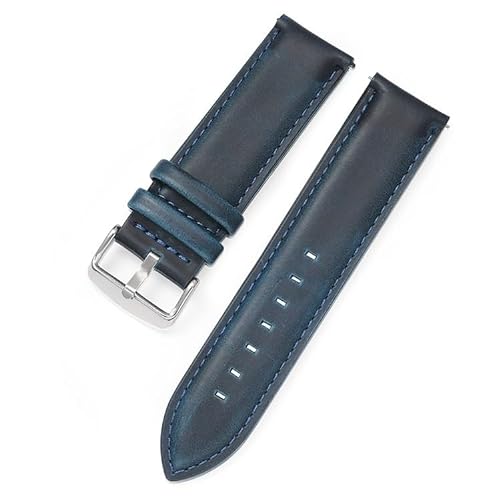 18mm 20mm 22mm Vintage Leder Uhrenarmbänder Schnellverschluss Herren Damen Universal Band Uhrenzubehör (Color : Blue, Size : 20mm) von HIFFEY