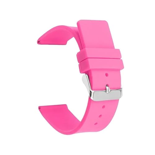 20mm 22mm 24mm Silikonarmband Weiches Gummiband Männer Frauen Ersetzen Armband 12/14/16/18mm Uhrenzubehör (Color : Pink, Size : SILVER BUCKLE_24MM) von HIFFEY