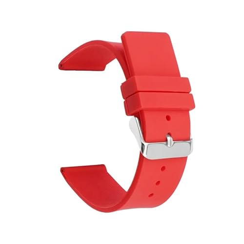 20mm 22mm 24mm Silikonarmband Weiches Gummiband Männer Frauen Ersetzen Armband 12/14/16/18mm Uhrenzubehör (Color : Red, Size : SILVER BUCKLE_22MM) von HIFFEY