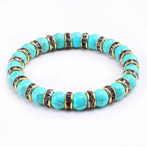 Blaue Perlen-Stein-Charm-Armbänder for Damen und Herren, Perlenstrang-Armband, Buddha-Gebetsgeschenke (Size : 19cm, Color : 2) von HIFFEY
