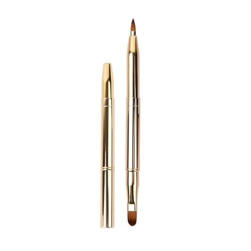 Einziehbarer Lippen-Make-up-Pinsel, Lippenstift-Lipgloss-Pinsel, teleskopischer Dual-Use-Lippen-Lidschatten-Pinsel, Beauty-Tools (Color : Gold) von HIFFEY