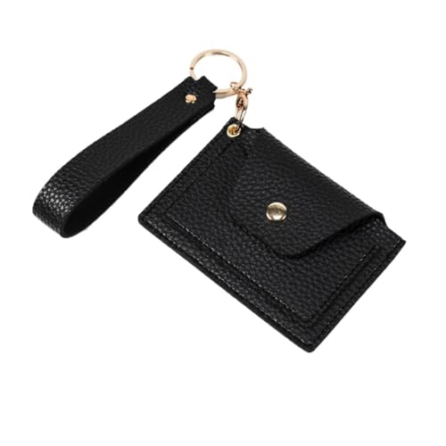 HIFFEY 1 Stück Mini-Kartenhalter for Frauen, Reißverschluss, Visitenkartenetui, schlankes Kreditkarten-Portemonnaie, Geldbörse, modische weibliche kleine Geldbörsen (Color : Black) von HIFFEY