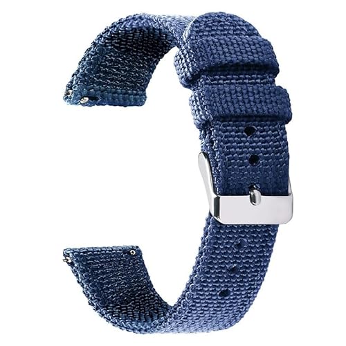 HIFFEY 18 mm 20 mm 22 mm 24 mm Nylon-Canvas-Armband, weich gewebt, universelles Schnellverschluss-Armband for Männer und Frauen (Color : Blue, Size : 24MM_BLACK BUCKLE) von HIFFEY
