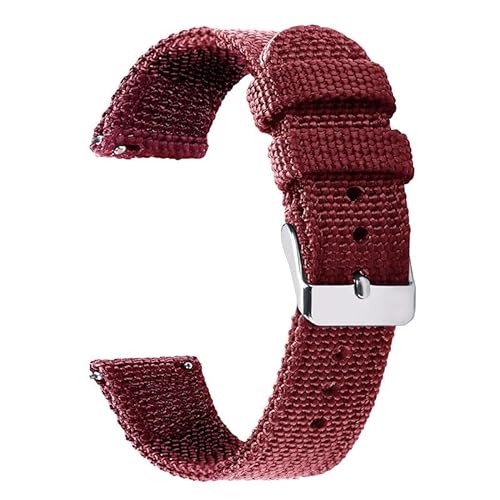 HIFFEY 18 mm 20 mm 22 mm 24 mm Nylon-Canvas-Armband, weich gewebt, universelles Schnellverschluss-Armband for Männer und Frauen (Color : Red, Size : 18MM_BLACK BUCKLE) von HIFFEY