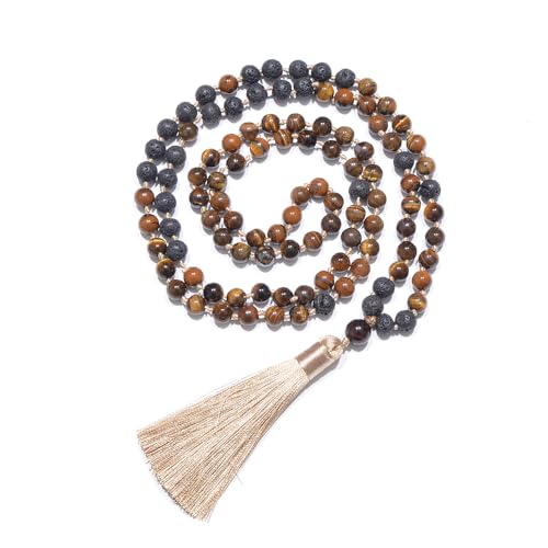 HIFFEY 8mm 108 Perlen Halskette Meditation Yoga Gebet Rosenkranz Männer und Frauen Quaste von HIFFEY