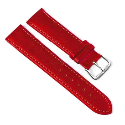 HIFFEY DIY Leder Uhrenarmband 10mm/12mm/14mm/16mm/18mm/20mm/22mm/24mm Männer Frauen Einstellbare Armband Armband (Color : Red, Size : 10mm) von HIFFEY