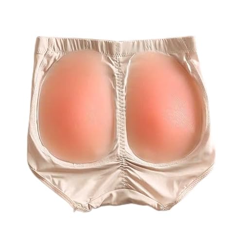 HIFFEY Silikon Pad Enhancer Fake Ass Panty Hüfte Butt Lifter Unterwäsche Unsichtbare Bottom Shaper Nahtlose Gepolsterte Shapewear Höschen (Color : 2cm Thickness beige, Size : S) von HIFFEY