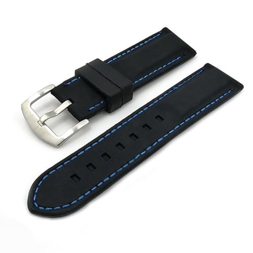 HIFFEY Silikonarmband 18 mm 20 mm 22 mm 24 mm 26 mm Universal-Sportuhrenarmband Ersatzzubehör Armband for Männer Frauen Armband (Color : Black blue, Size : 24mm) von HIFFEY