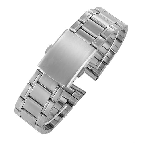 HIFFEY Uhrenarmband-Ersatz, 12 mm, 14 mm, 16 mm, 18 mm, 20 mm, 22 mm, 24 mm, Edelstahl-Uhrenarmband, Verschluss-Schnalle, verstellbares Handgelenk-Armband (Color : Silver, Size : 24mm) von HIFFEY