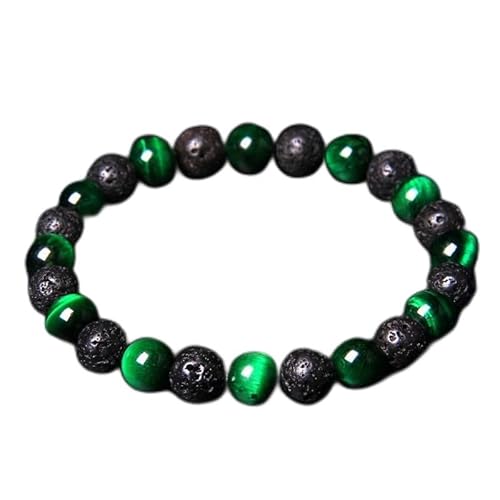 Herren-Armband, schwarze Lava-Balance-Perlen, Reiki-Buddha-Gebetsstein-Armband for Damen und Herren (Size : 23CM, Color : Green) von HIFFEY