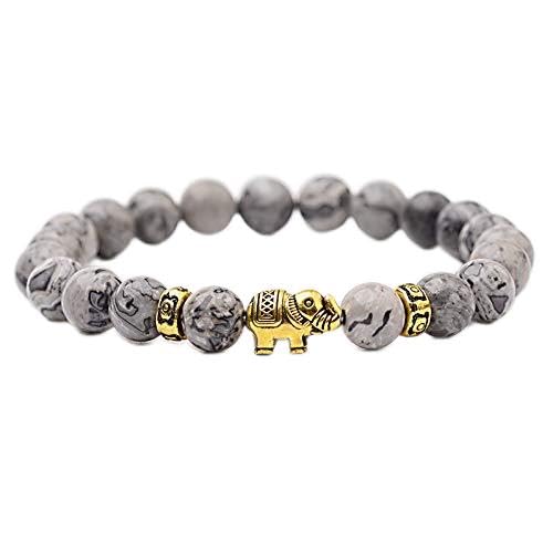 Klassisches Damen-Stein-Charme-Armband, Meditation, goldfarben, Elefanten-Perlen-Armbänder, modische Herren (Color : Style 6) von HIFFEY