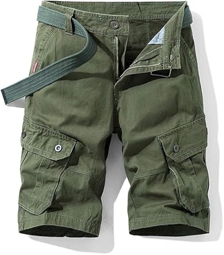 Kurze Hosen Herren-Shorts Baumwolle Cargo Shorts Herren Sommer Cargohose Freizeithose mit Taschen (DE/NL/SE/PL, Alphanumerisch, XL, Regular, Regular, Grün 2) von HIFI7